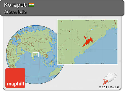 Savanna Style Location Map of Koraput