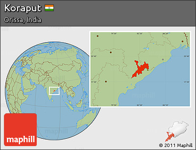 Savanna Style Location Map of Koraput
