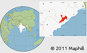 Savanna Style Location Map of Koraput, highlighted country