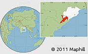Savanna Style Location Map of Koraput, highlighted parent region