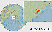 Savanna Style Location Map of Koraput, hill shading
