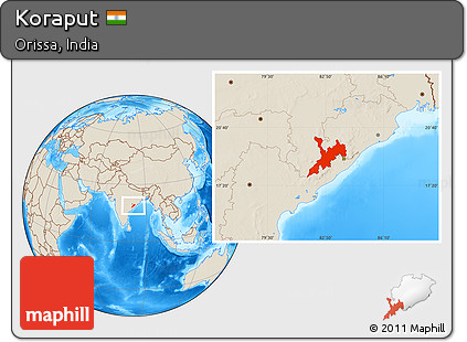 Shaded Relief Location Map of Koraput