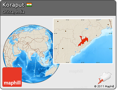 Shaded Relief Location Map of Koraput