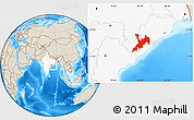 Shaded Relief Location Map of Koraput, highlighted country