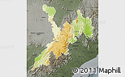 Physical Map of Koraput, darken, semi-desaturated