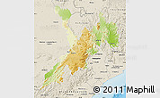 Physical Map of Koraput, shaded relief outside