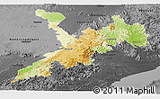 Physical Panoramic Map of Koraput, darken, desaturated