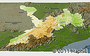 Physical Panoramic Map of Koraput, darken