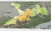 Physical Panoramic Map of Koraput, darken, semi-desaturated