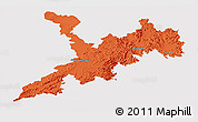 Political Panoramic Map of Koraput, cropped outside