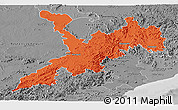 Political Panoramic Map of Koraput, desaturated