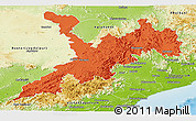 Political Panoramic Map of Koraput, physical outside