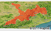 Political Panoramic Map of Koraput, satellite outside