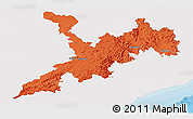 Political Panoramic Map of Koraput, single color outside