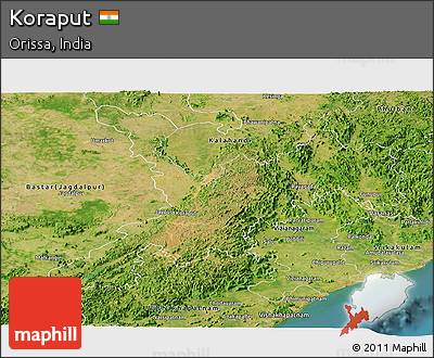 Satellite Panoramic Map of Koraput