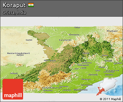 Satellite Panoramic Map of Koraput, physical outside