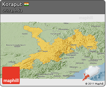 Savanna Style Panoramic Map of Koraput