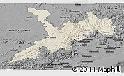 Shaded Relief Panoramic Map of Koraput, darken, desaturated