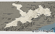 Shaded Relief Panoramic Map of Koraput, darken