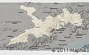 Shaded Relief Panoramic Map of Koraput, darken, semi-desaturated
