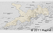 Shaded Relief Panoramic Map of Koraput, desaturated