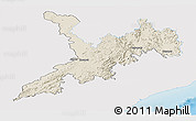 Shaded Relief Panoramic Map of Koraput, single color outside