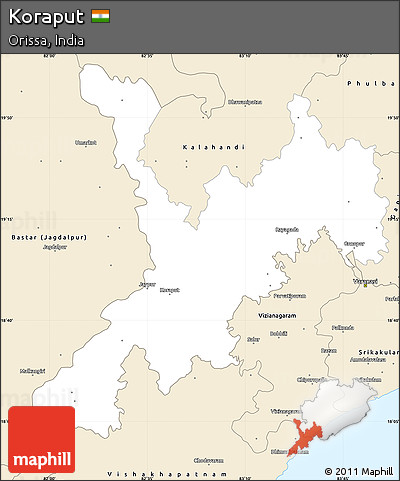 Classic Style Simple Map of Koraput