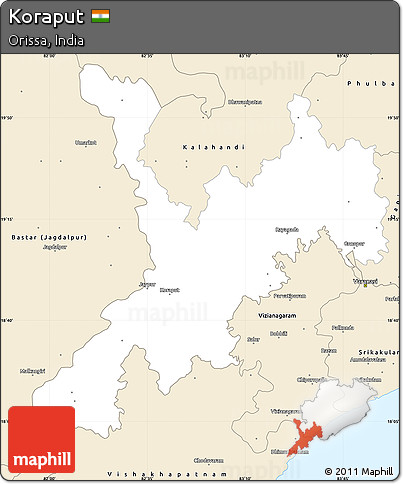 Classic Style Simple Map of Koraput