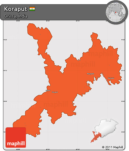 Political Simple Map of Koraput, cropped outside