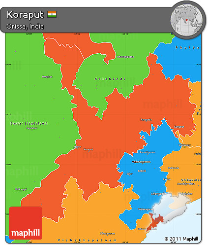 Political Simple Map of Koraput