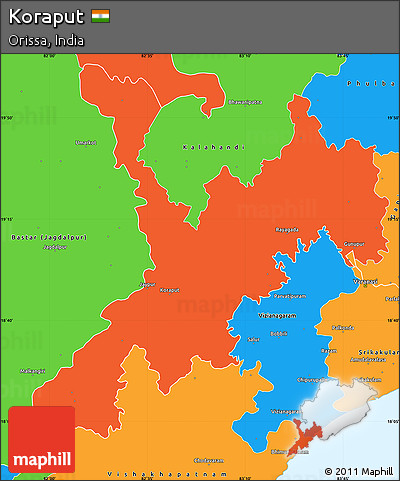 Political Simple Map of Koraput