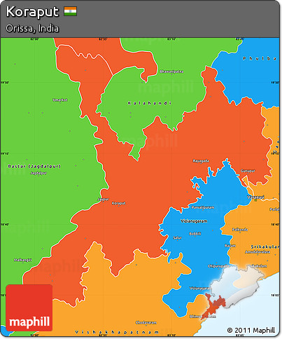 Political Simple Map of Koraput