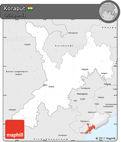 Silver Style Simple Map of Koraput