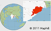 Savanna Style Location Map of Orissa, highlighted country