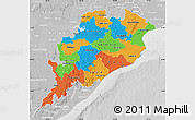 Political Map of Orissa, lighten, desaturated