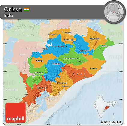 Political Map of Orissa, lighten