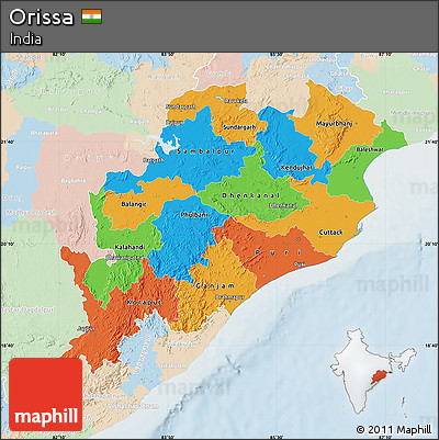 Political Map of Orissa, lighten