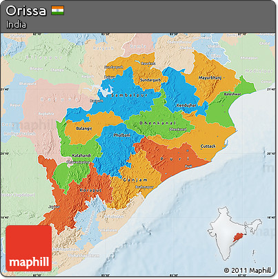 Political Map of Orissa, lighten