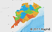 Political Map of Orissa, single color outside