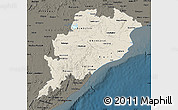 Shaded Relief Map of Orissa, darken