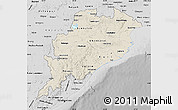 Shaded Relief Map of Orissa, desaturated