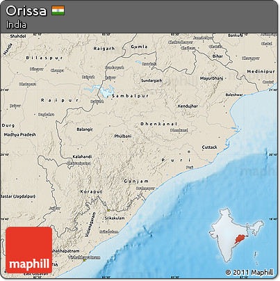 Shaded Relief Map of Orissa