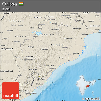 Shaded Relief Map of Orissa