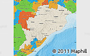 Shaded Relief Map of Orissa, political outside
