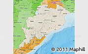 Shaded Relief Map of Orissa, political shades outside