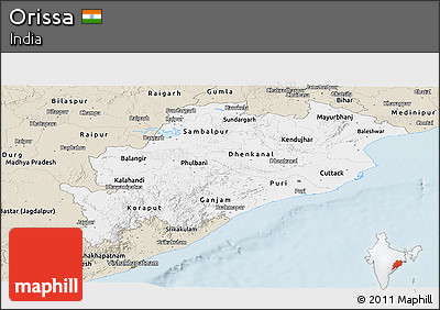 Classic Style Panoramic Map of Orissa