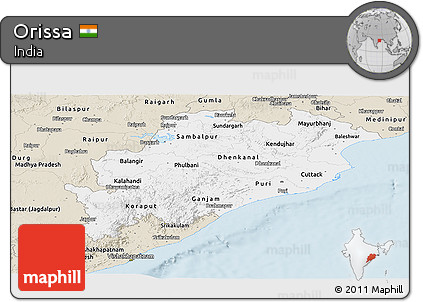 Classic Style Panoramic Map of Orissa