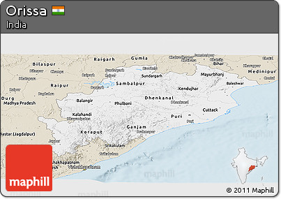 Classic Style Panoramic Map of Orissa
