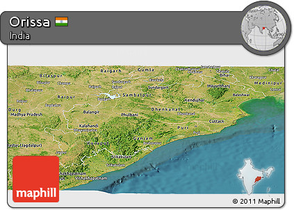 Satellite Panoramic Map of Orissa