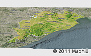 Satellite Panoramic Map of Orissa, semi-desaturated